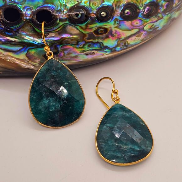 Emerald  Faceted Gold Filled Teardrop Artisan Earrings***2 Styles Avail.** - Picture 6 of 10